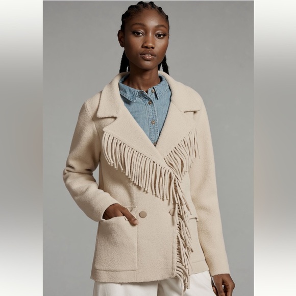 SOLD - NWT NVLT Cream Teddy Jacket with Fringe - Picture 2 of 8